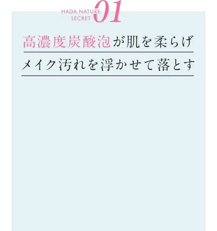HADA NATURE SECRET 01 高濃度炭酸泡が肌を柔らげメイク汚れを浮かせて落とす